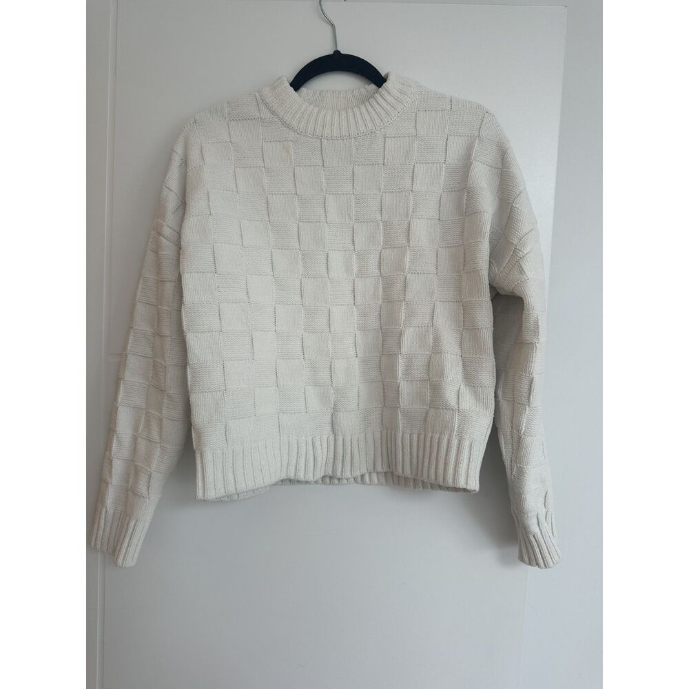 Abercrombie Checkerboard Textured Knit White/Cream